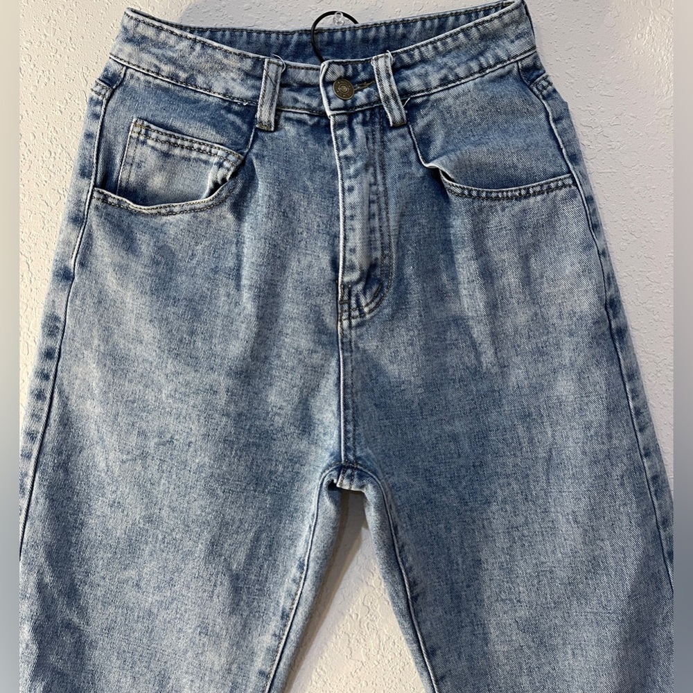 JEANS XS Denim Blue Jeans Acid Wash High Waisted Style Pants Mineral Wash